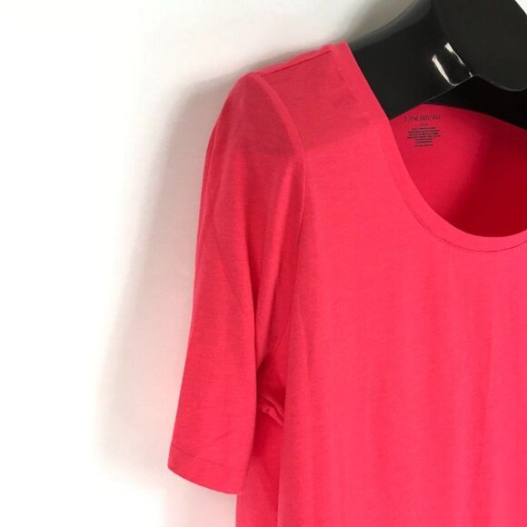 Lane Bryant Scoop Neck Knit Tee Women's Plus 14/16 Pink Short Sleeve Stretch - Picture 4 of 8